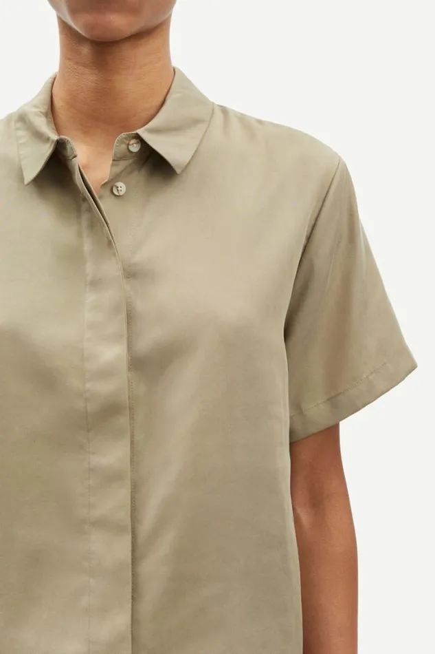Woman Mina Ss Shirt 14028 Silver Sage Samse Samse Shirts and Blouses