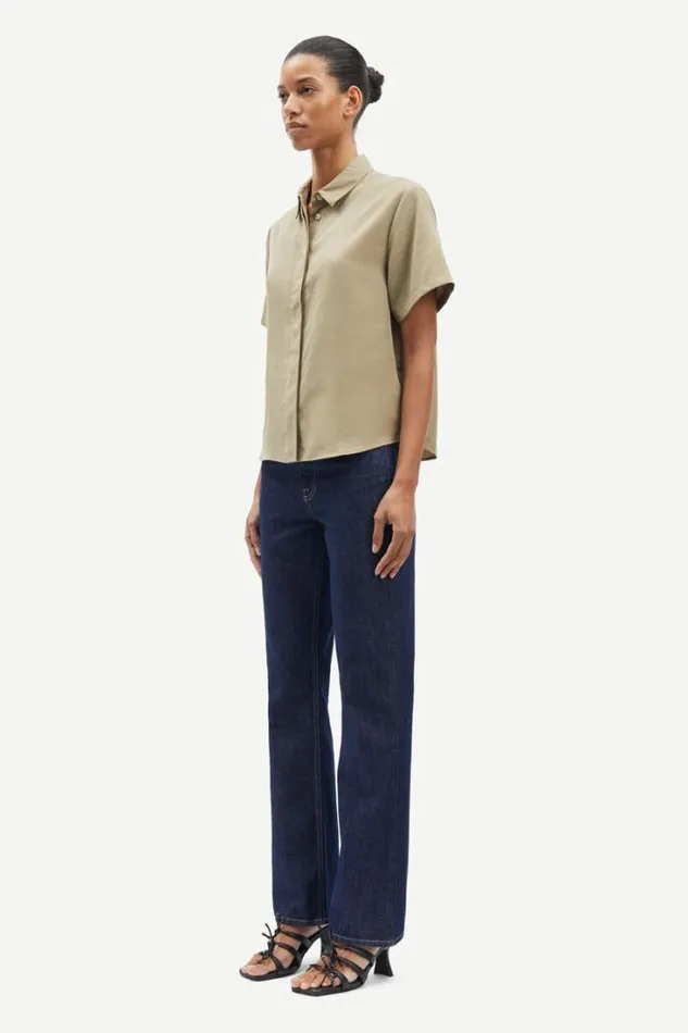 Woman Mina Ss Shirt 14028 Silver Sage Samse Samse Shirts and Blouses