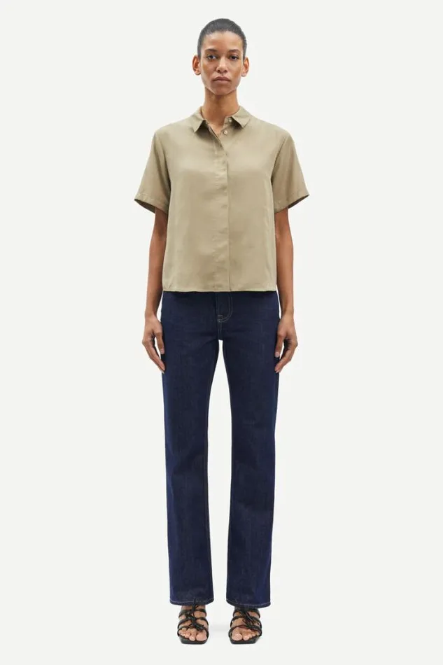 Woman Mina Ss Shirt 14028 Silver Sage Samse Samse Shirts and Blouses