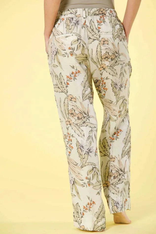 Woman New York Cozy Straight Chino Jogger Pants In Tencel With Flower Print Straight Mason039s Pants