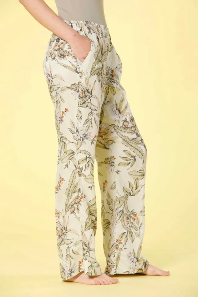 Woman New York Cozy Straight Chino Jogger Pants In Tencel With Flower Print Straight Mason039s Pants