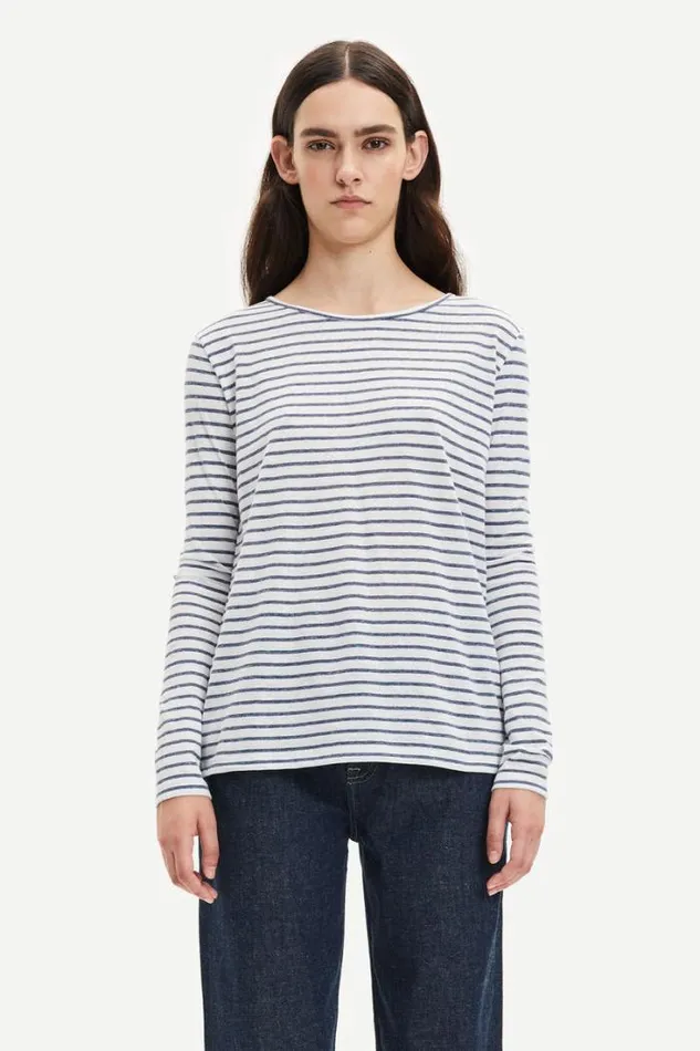 Woman Nobel Ls Stripe 3173 3173 Blue Stripe Samse Samse Tshirts