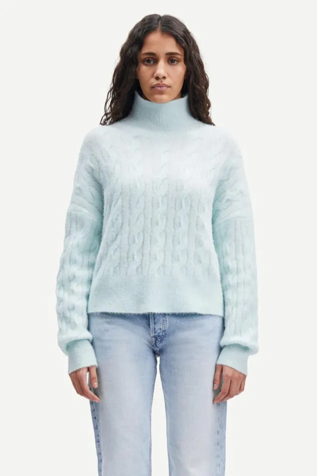 Woman Nola Tn Cable 7355 Misty Blue Samse Samse Knitwear