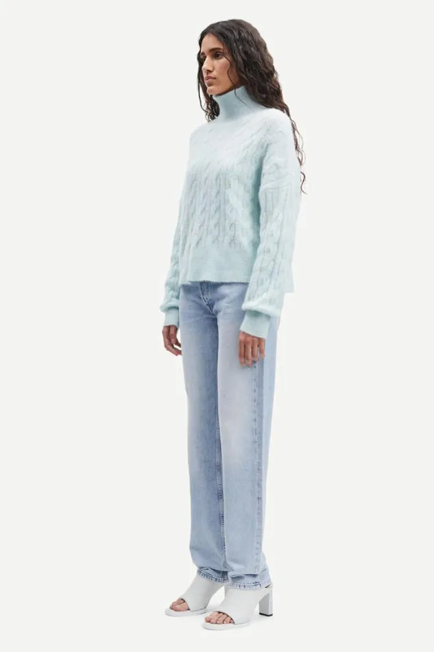 Woman Nola Tn Cable 7355 Misty Blue Samse Samse Knitwear