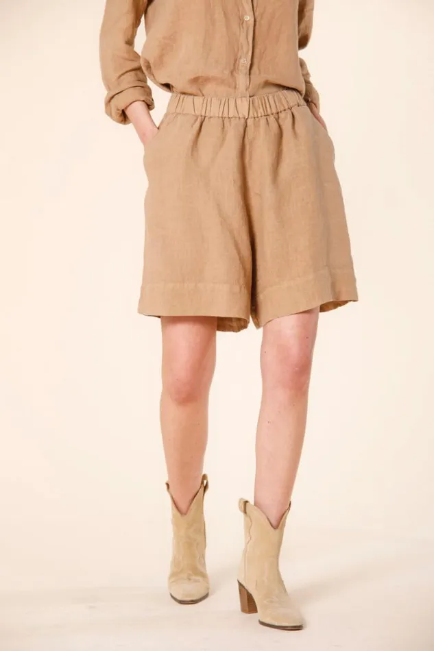 Woman Portovenere Chino Bermuda In Linen Relaxed Mason039s Bermudas