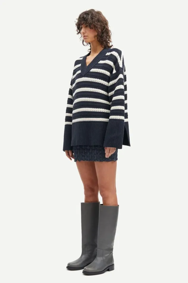 Woman Raili Vneck 12923 Sky Captain St Samse Samse Knitwear