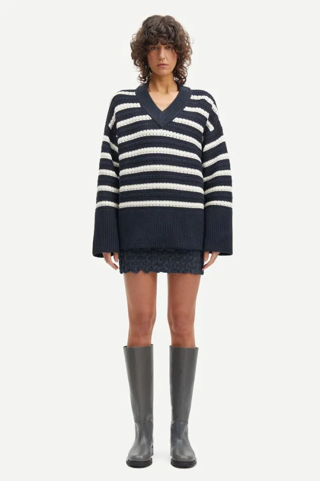 Woman Raili Vneck 12923 Sky Captain St Samse Samse Knitwear