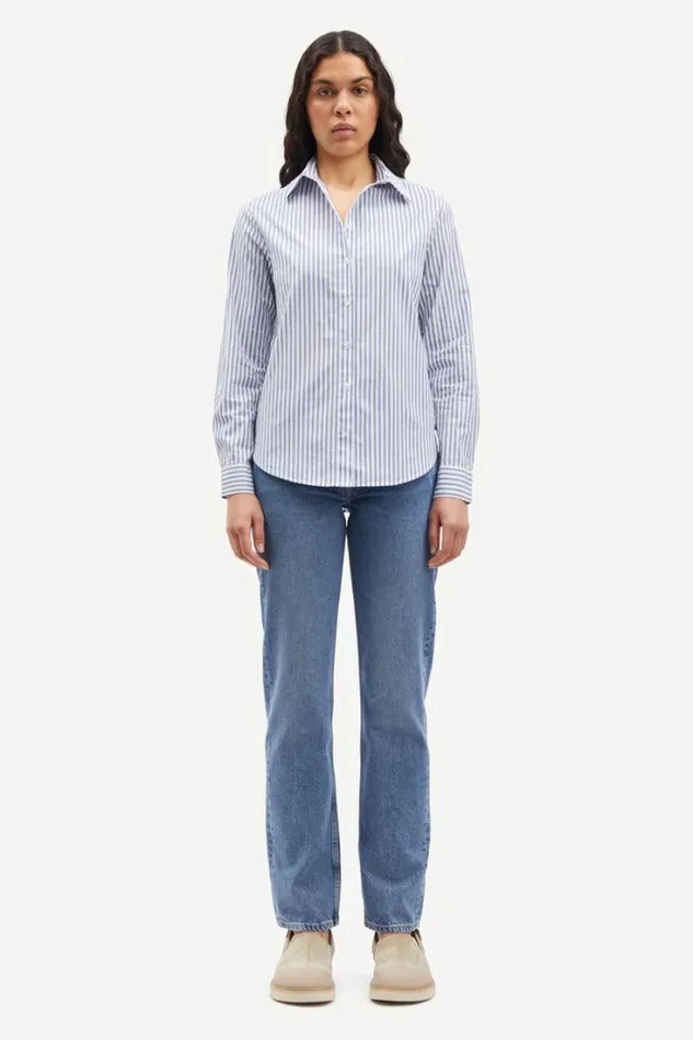 Woman Samadisoni Shirt 15090 Blue White St Samse Samse Shirts and Blouses