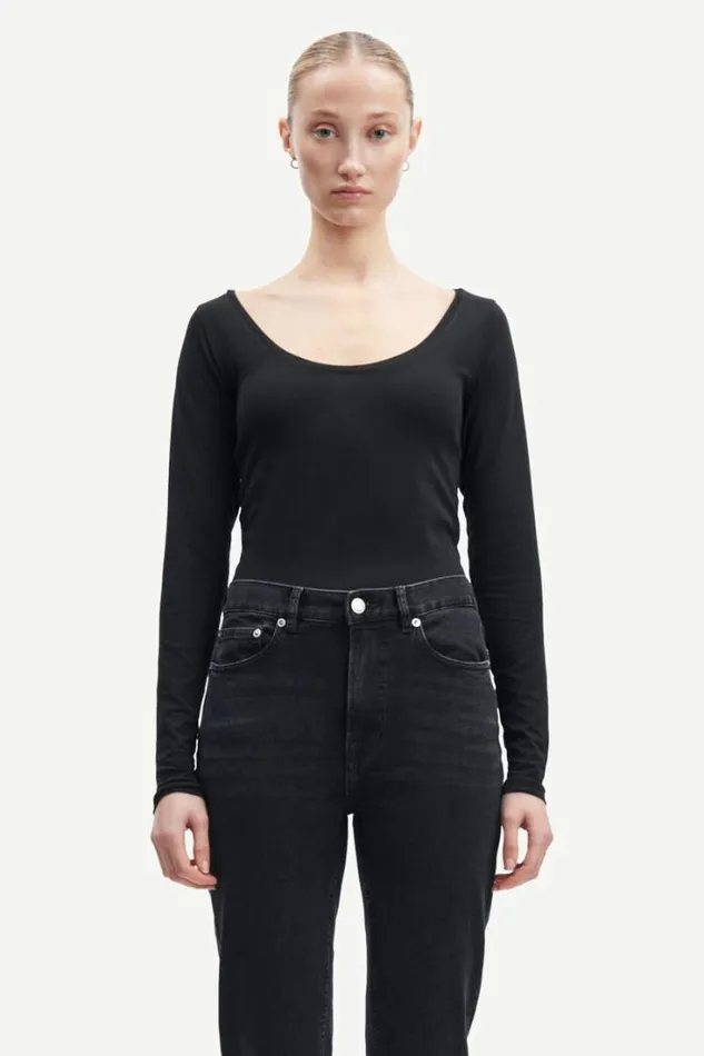 Woman Sik Solid 265 Black Samse Samse Tshirts