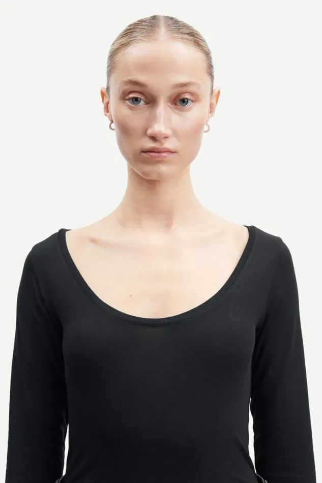 Woman Sik Solid 265 Black Samse Samse Tshirts