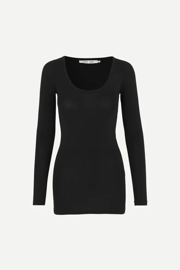 Woman Sik Solid 265 Black Samse Samse Tshirts