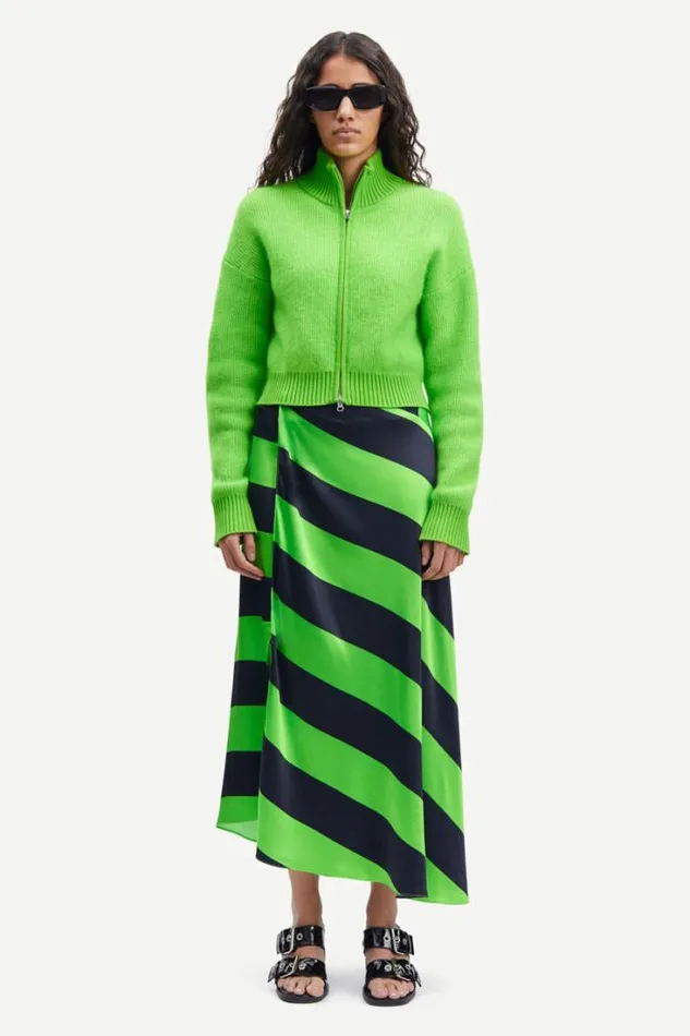 Woman Viktoria Bias Skirt 14903 Green Stripe Samse Samse Shorts and Skirts