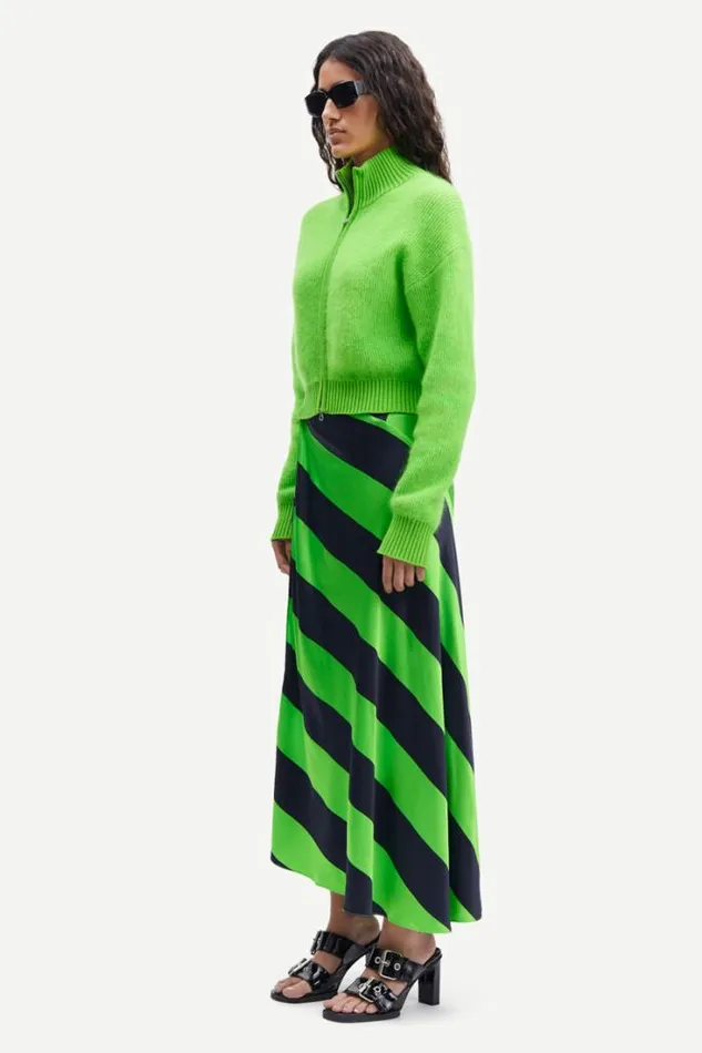 Woman Viktoria Bias Skirt 14903 Green Stripe Samse Samse Shorts and Skirts
