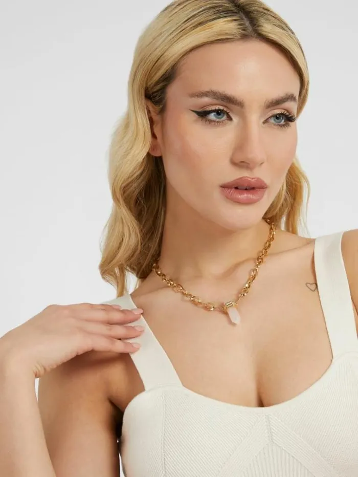Women 034good Vibes034 Necklace Pink Guess Jewellery