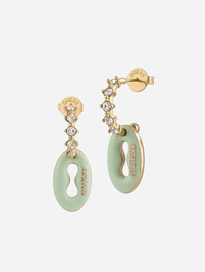 Women 034pop Links034 Earrings Green Guess Jewellery