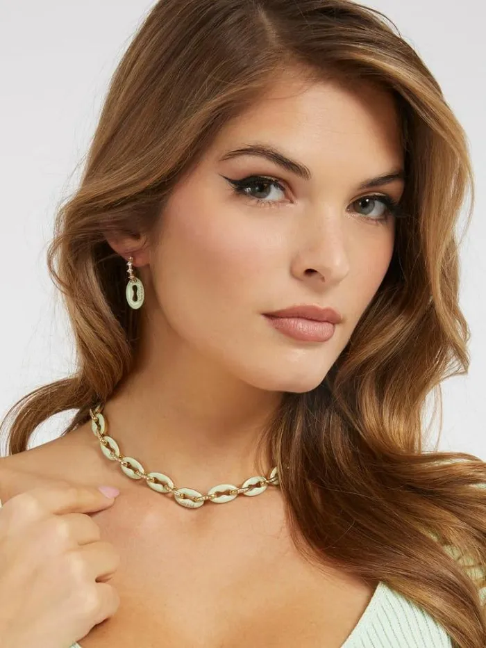 Women 034pop Links034 Earrings Green Guess Jewellery