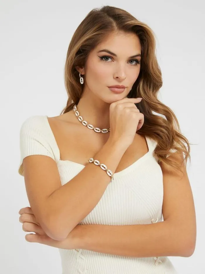 Women 034pop Links034 Necklace White Guess Jewellery
