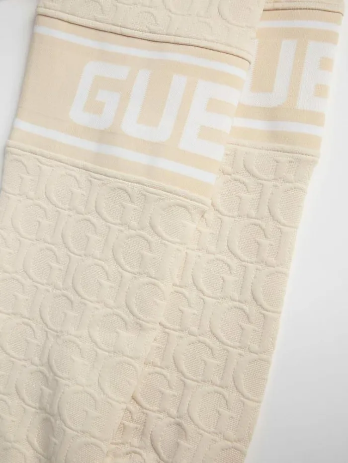 Women 3d Jacquard Logo Sweatshirt Beige Guess Knitwear And Sweatshirts