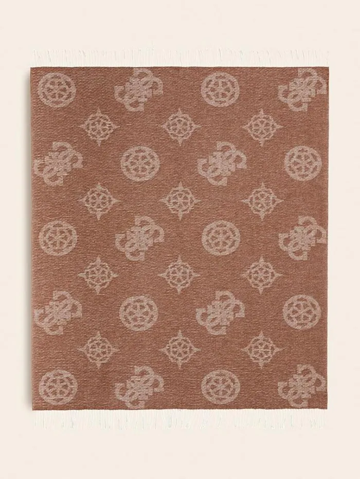 Women 4g And Peony Logo Blanket Brown Guess Home Collection