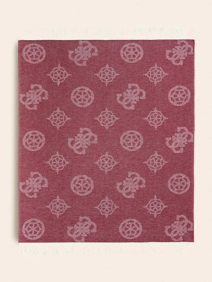 Women 4g And Peony Logo Blanket Burgundy Guess Home Collection