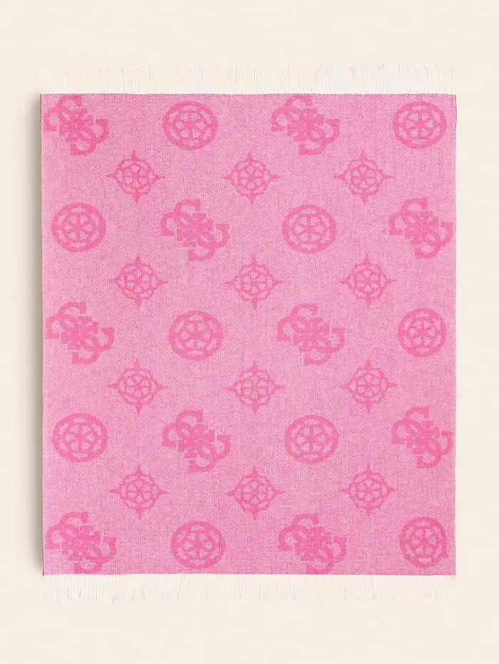 Women 4g And Peony Logo Blanket Burgundy Guess Home Collection
