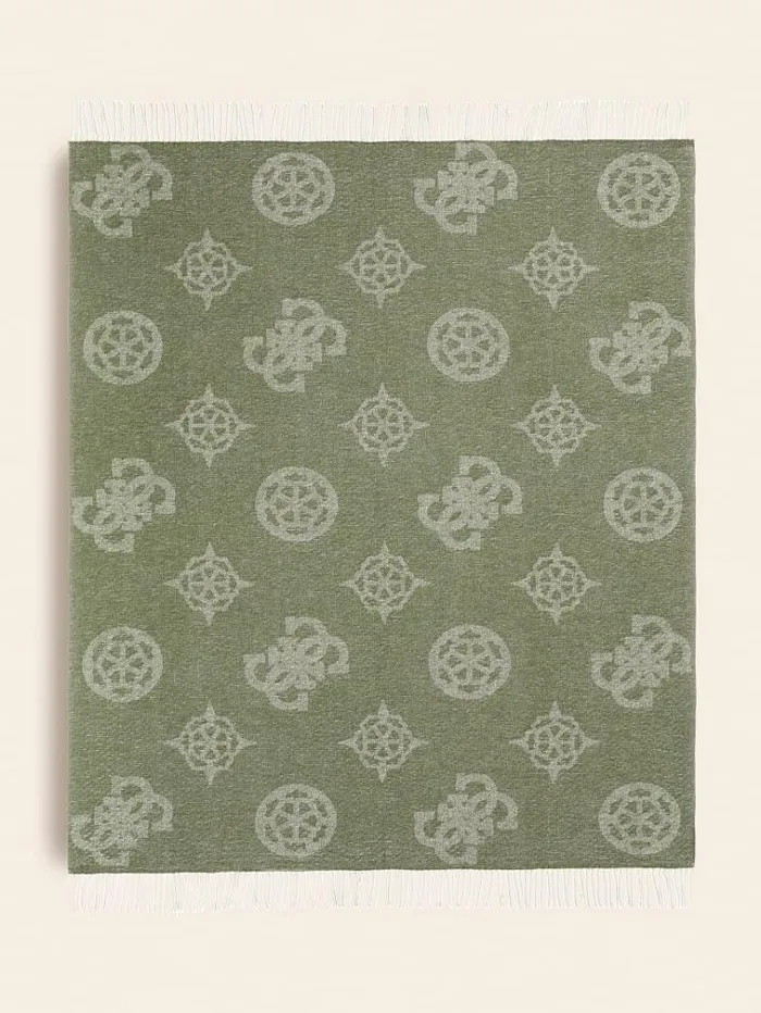 Women 4g And Peony Logo Blanket Green Multi Guess Home Collection