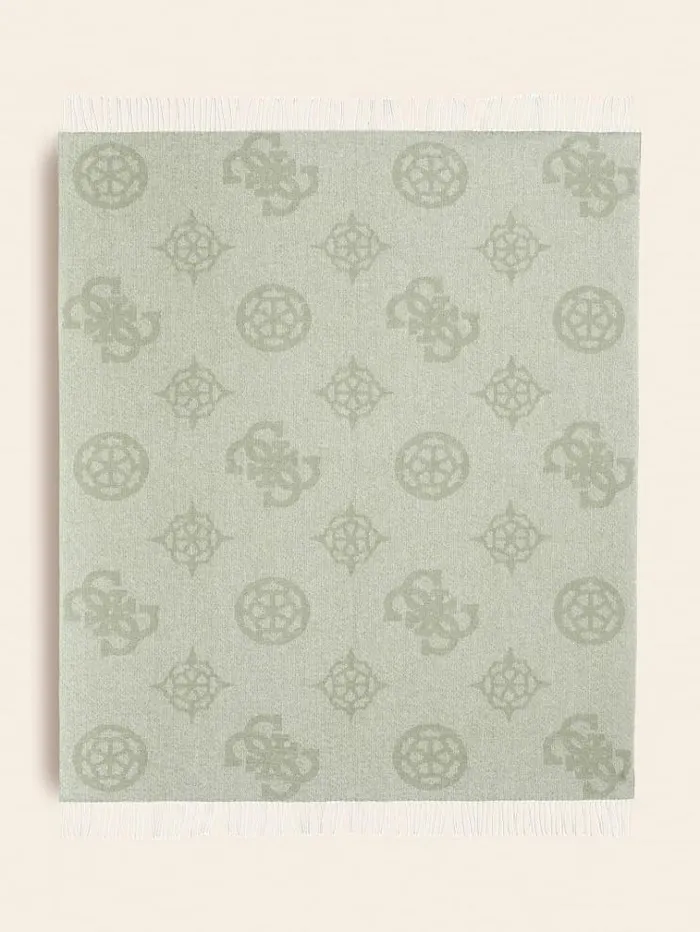 Women 4g And Peony Logo Blanket Green Multi Guess Home Collection