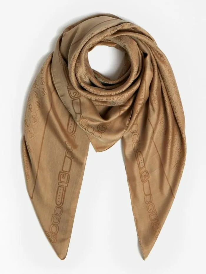 Women 4g Logo Alexie Kefiah Beige Guess Scarves And Foulards
