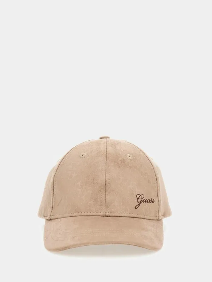 Women 4g Logo Faux Suede Cap Beige Guess Hats And Gloves