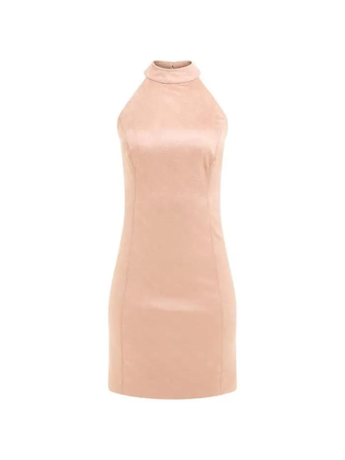 Women 4g Logo Faux Suede Dress Beige Guess Dresses And Jumpsuits