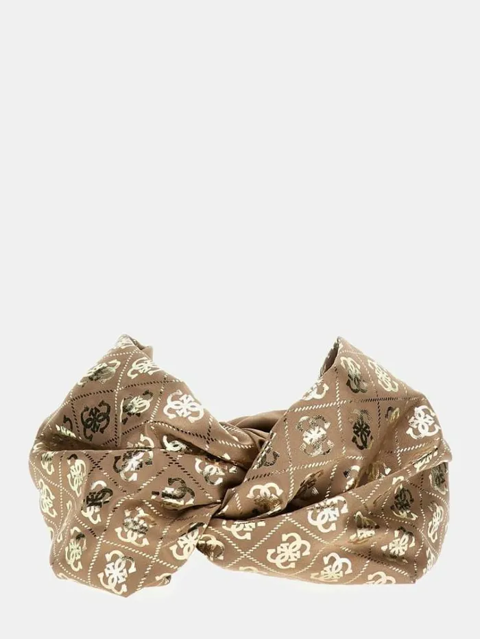 Women 4g Logo Headband Brown Multi Guess Scarves And Foulards