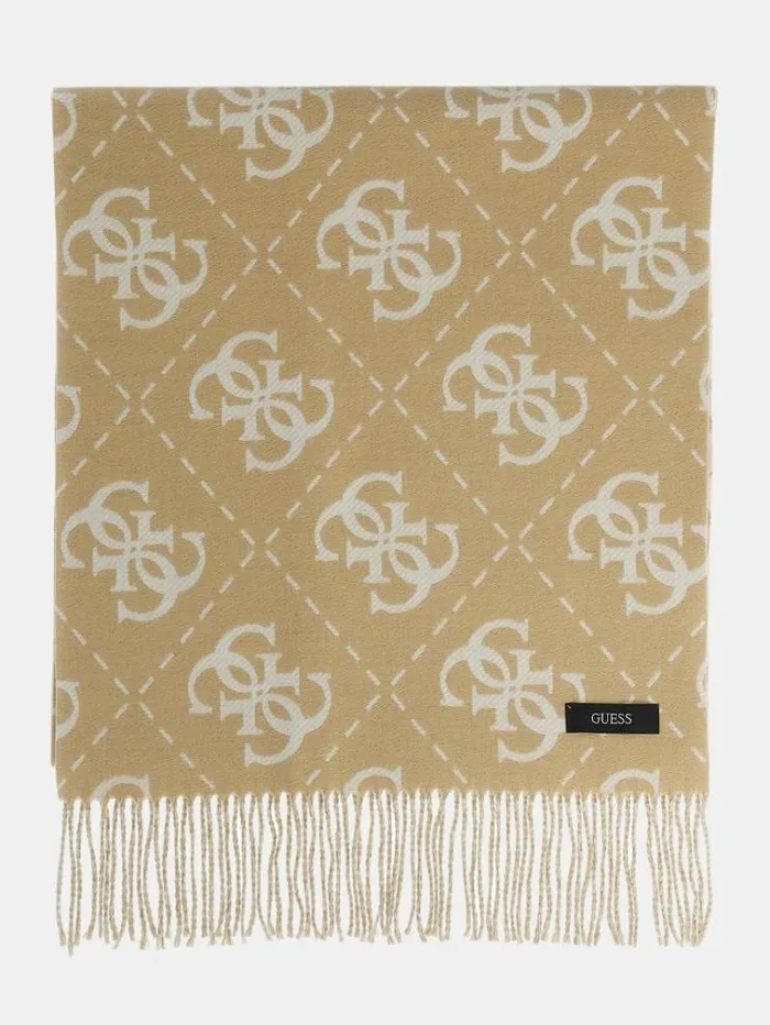 Women 4g Logo Scarf Beige Guess Scarves And Foulards