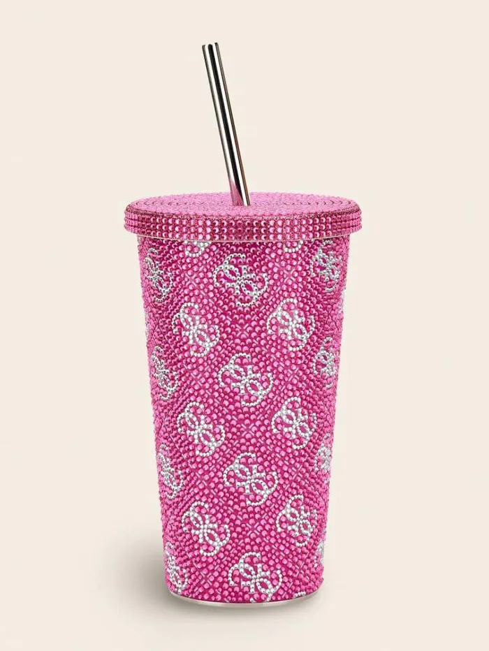 Women 4g Logo Travel Tumbler Cup Pink Guess Home Collection