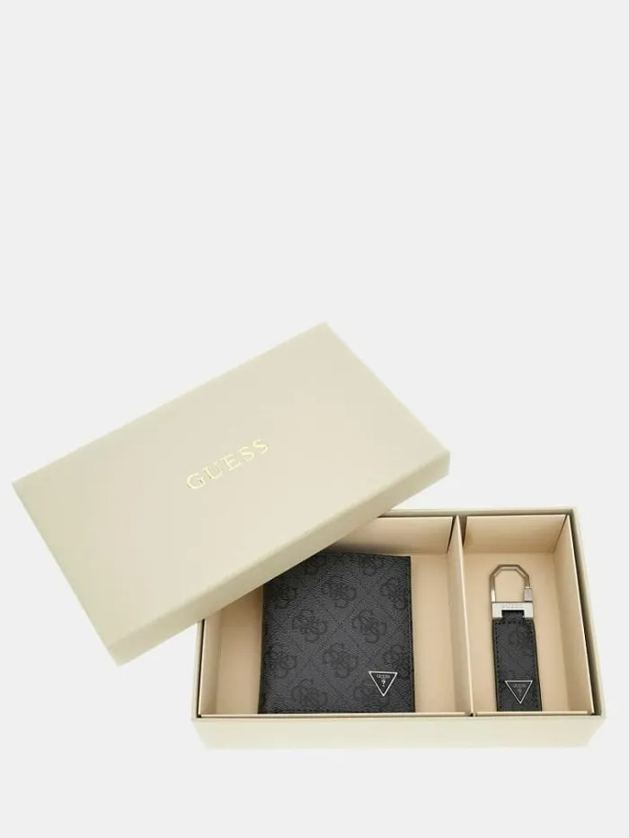 Women 4g Logo Wallet And Keychain Set Black Guess Wallets