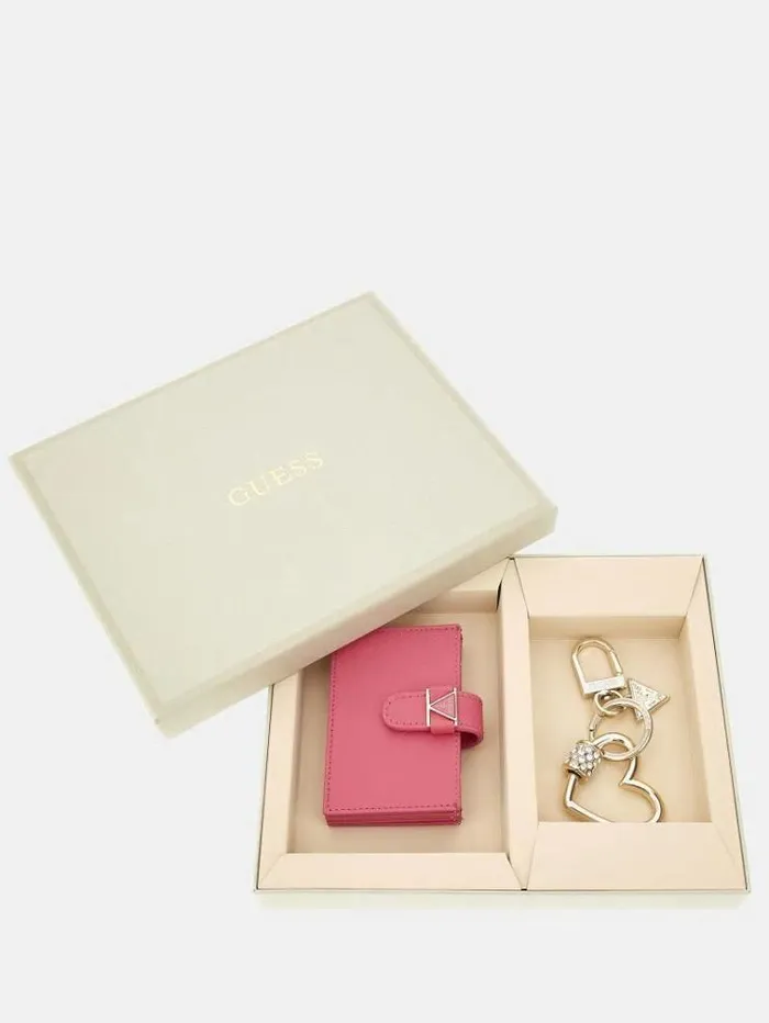 Women 4g Logo Wallet And Keychain Set Fuchsia Guess Wallets