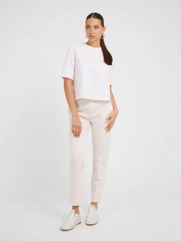 Women 4g Peony Logo Crop Tshirt White Multi Guess Tshirts