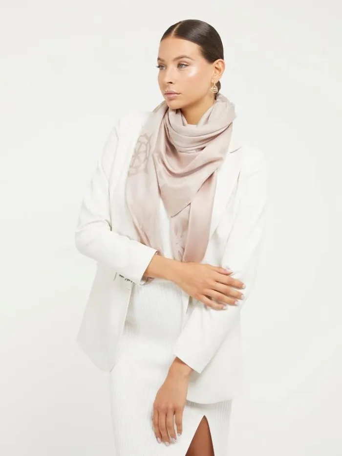 Women 4g Peony Logo Kefiah Multi Pink Guess Scarves And Foulards