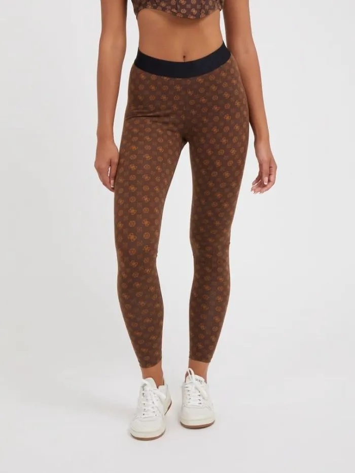 Women 4g Peony Logo Leggings Brown Multi Guess Activewear