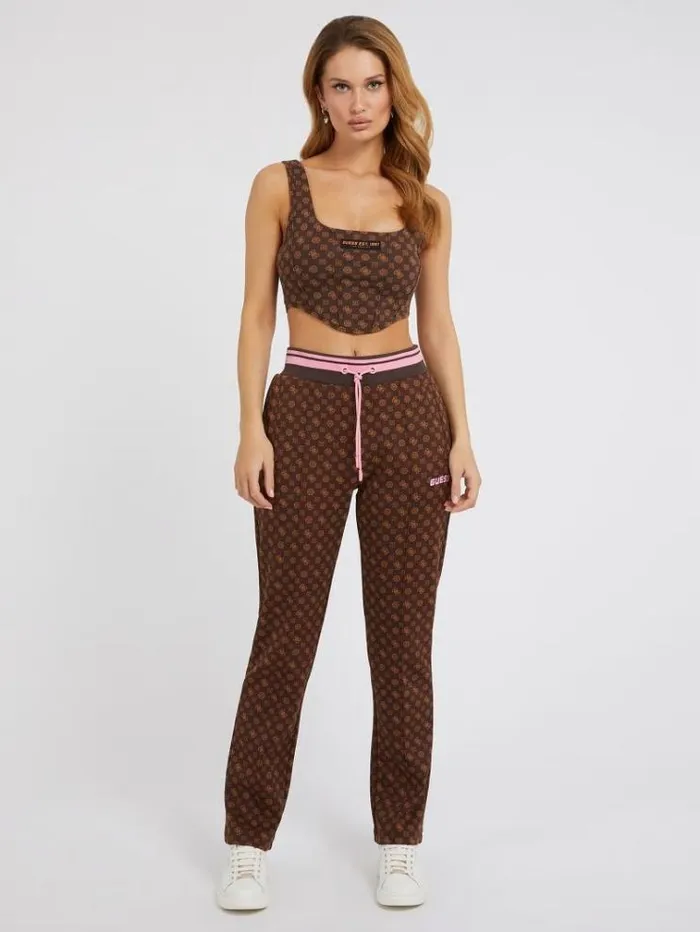 Women 4g Peony Logo Pants Brown Multi Guess Activewear