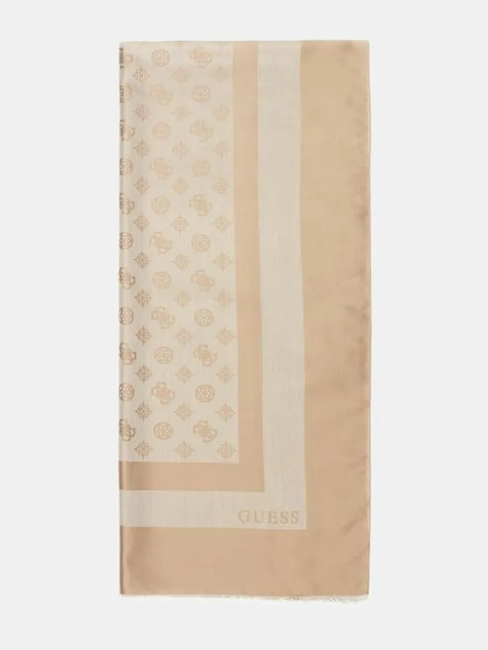 Women 4g Peony Logo Scarf Light Blue Guess Scarves And Foulards