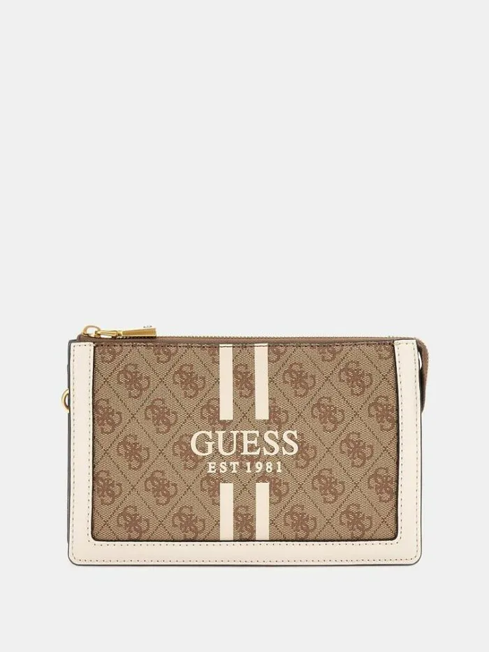 Women Abey 4g Logo Crossbody Beige Guess Crossbody Bags
