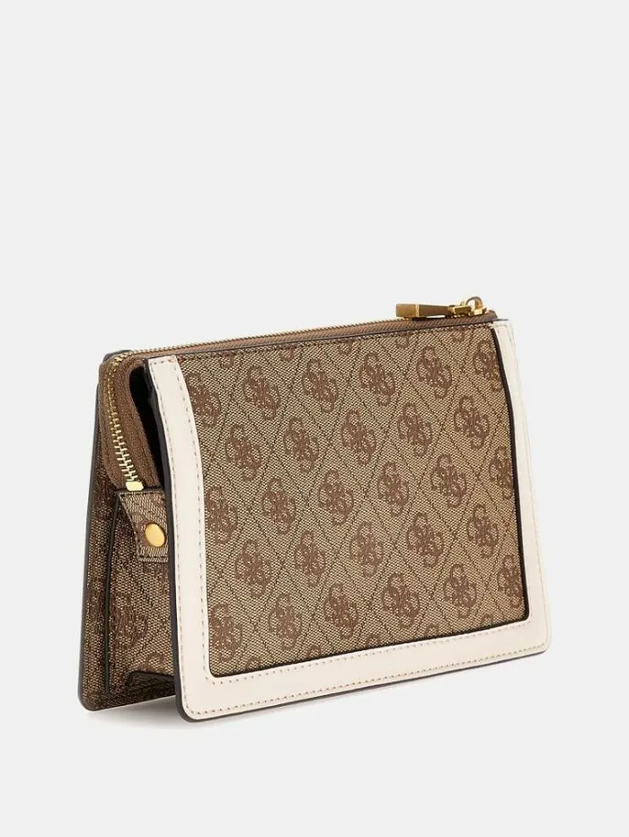 Women Abey 4g Logo Crossbody Beige Guess Crossbody Bags