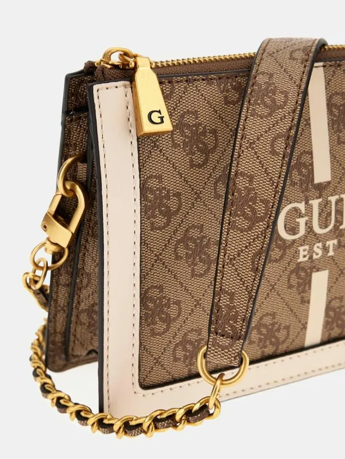 Women Abey 4g Logo Crossbody Beige Guess Crossbody Bags