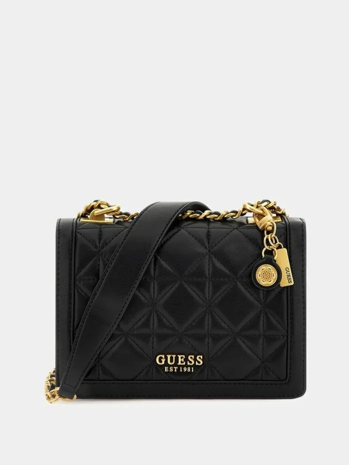 Women Abey Quilted Mini Crossbody Black Guess Crossbody Bags