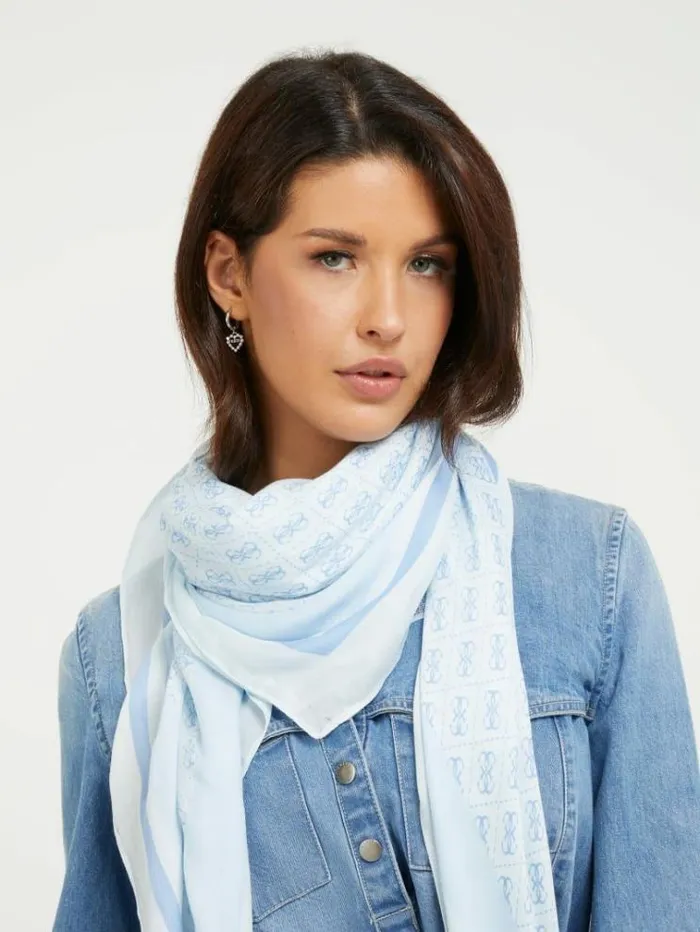 Women Aieta 4g Logo Kefiah Shades Of Blue Guess Scarves And Foulards