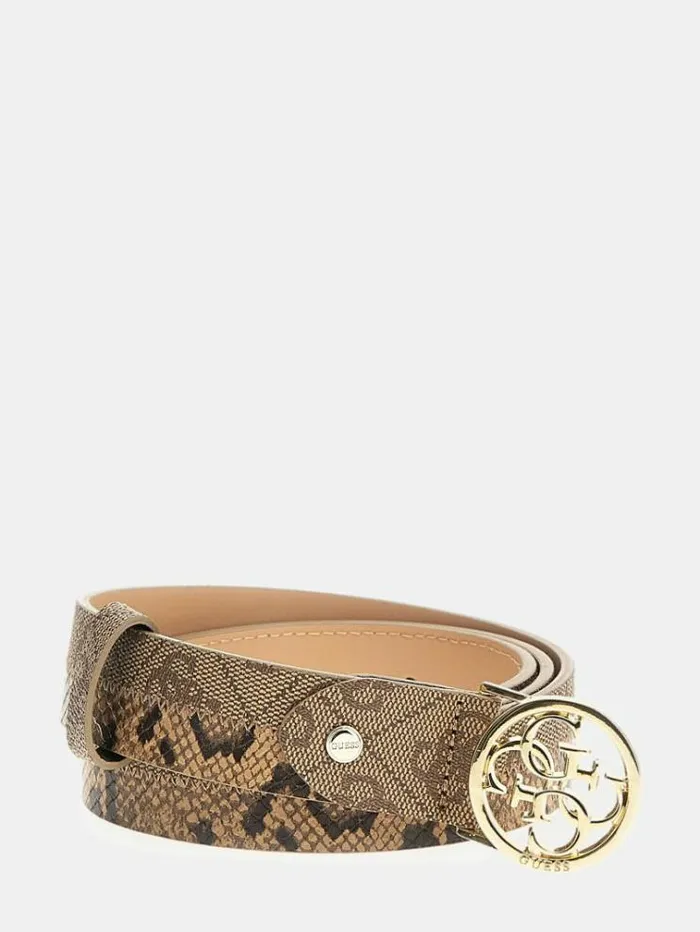 Women Ajiona 4g Logo Pythonlook Belt Brown Multi Guess Belts
