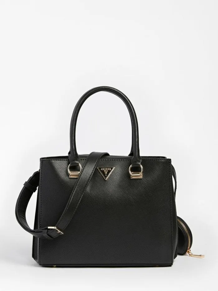 Women Alexie Saffiano Handbag Black Guess Handbags