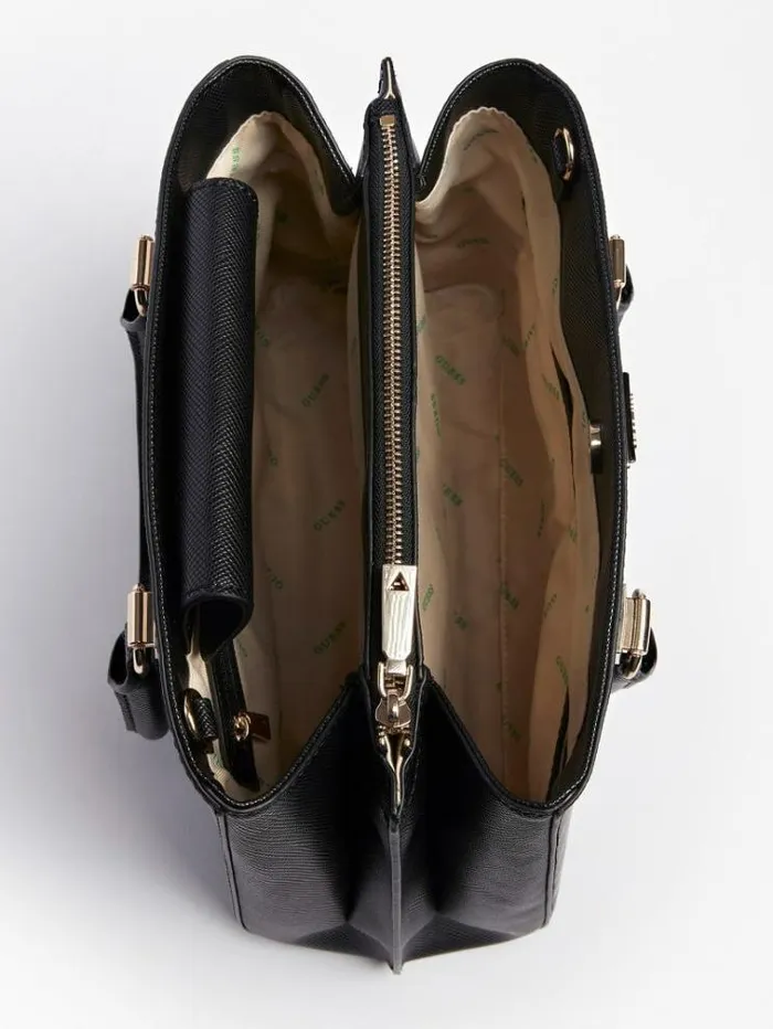Women Alexie Saffiano Handbag Black Guess Handbags