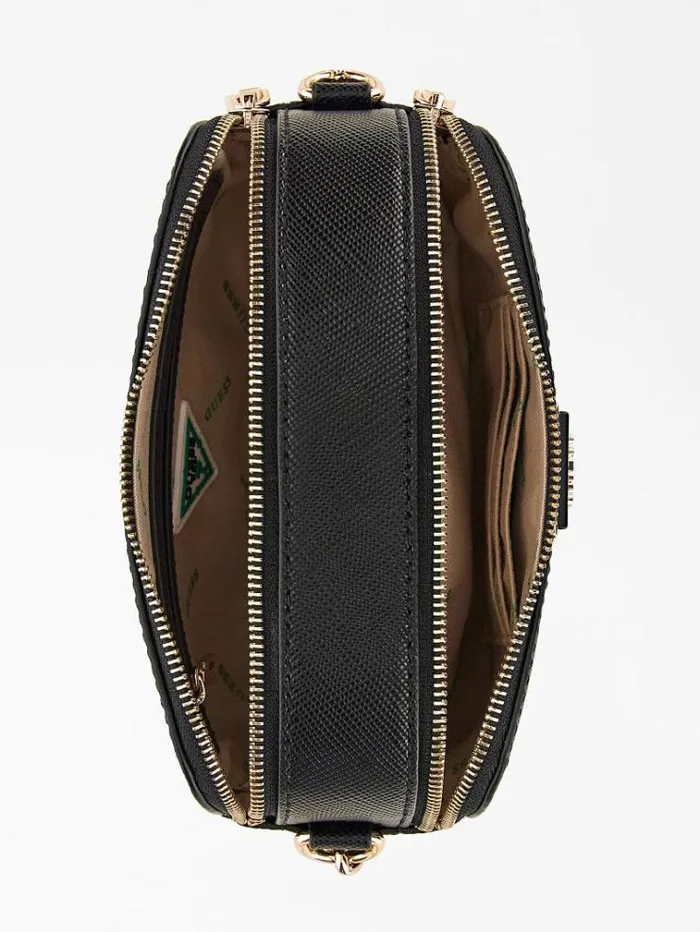 Women Alexie Saffiano Mini Crossbody Black Guess Crossbody Bags