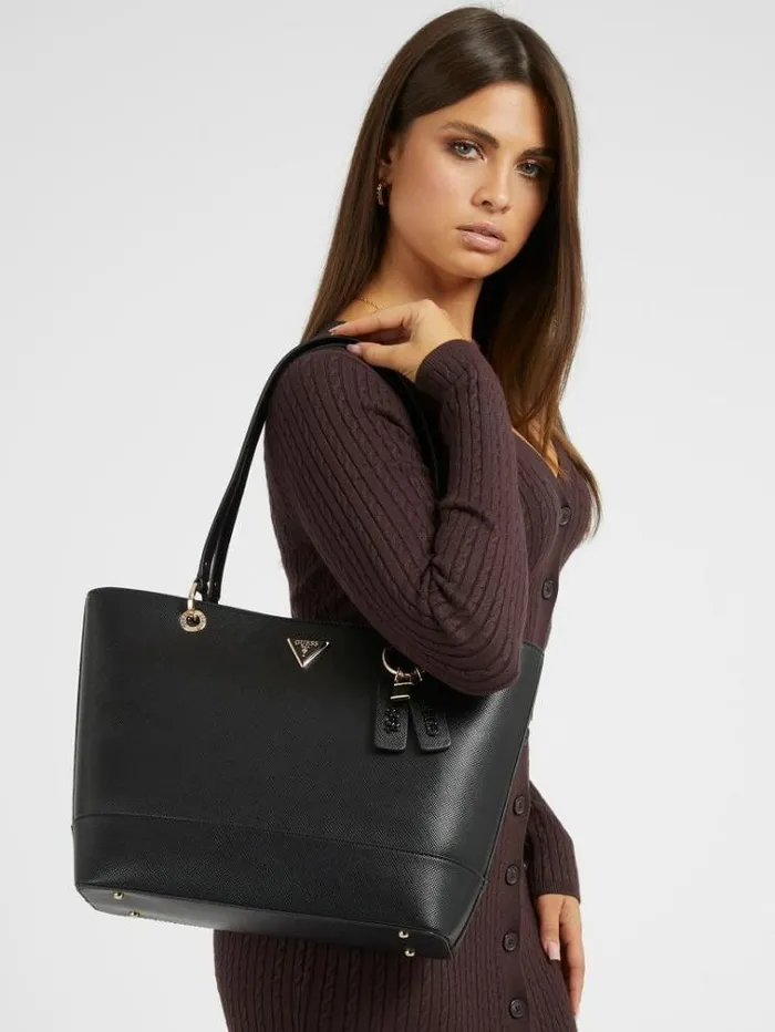 Women Alexie Saffiano Shopper Black Guess Shoppers